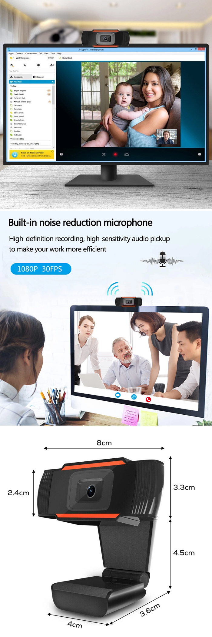 Technotech HD USB cam with Mic for Laptops/PCs for Video